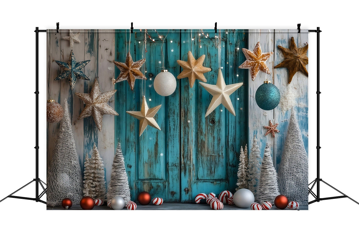 Christmas Wood Backdrop Coastal Star Ornament Decor Christmas Studio Backdrop UK RR69-53