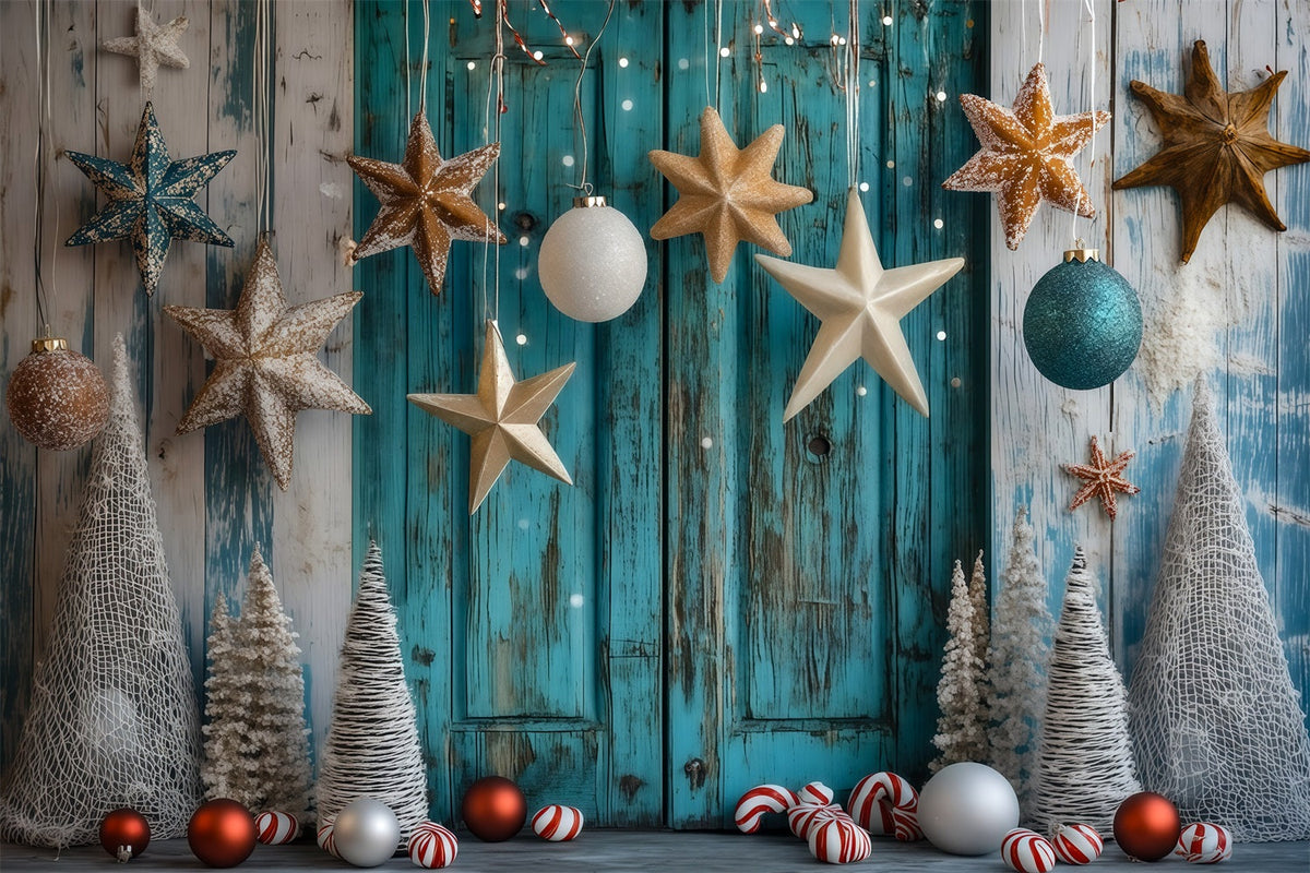 Christmas Wood Backdrop Coastal Star Ornament Decor Christmas Studio Backdrop UK RR69-53
