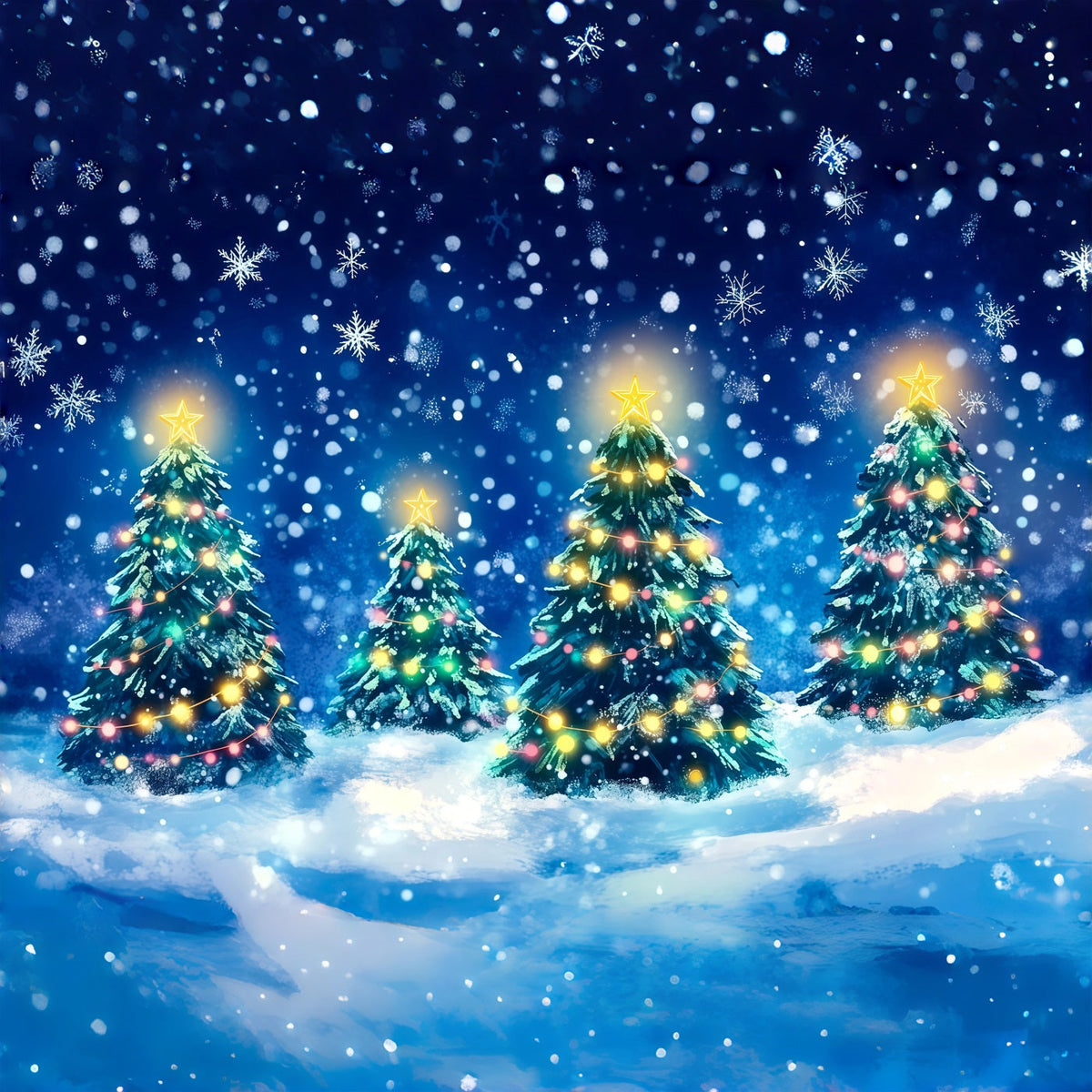 Christmas Tree Backdrop Glowing Pine Forest Christmas Photography Backdrops UK RR69-62