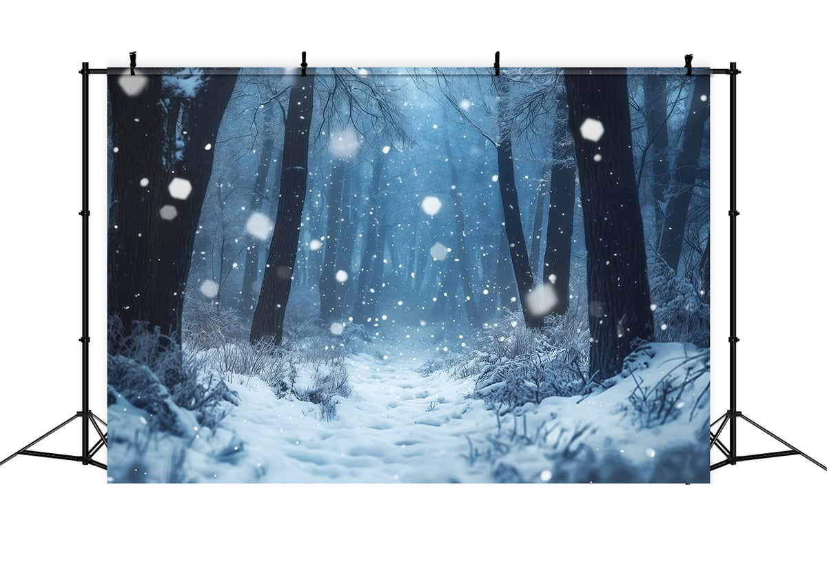 Snowy Christmas Backdrop Misty Winter Forest Photography Christmas Backdrops UK RR69-66