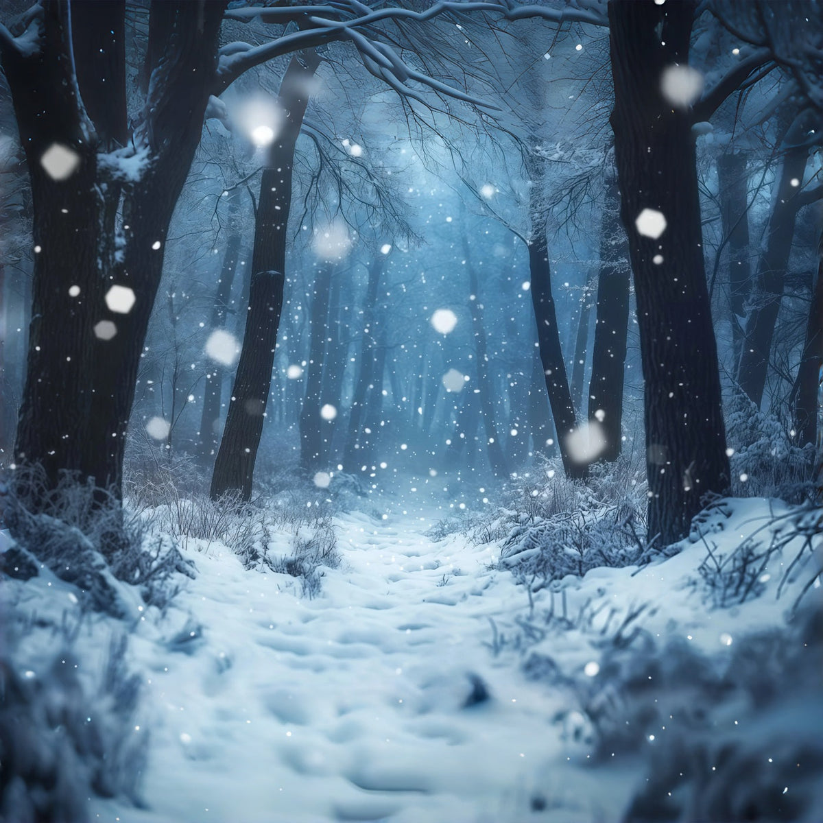 Snowy Christmas Backdrop Misty Winter Forest Photography Christmas Backdrops UK RR69-66