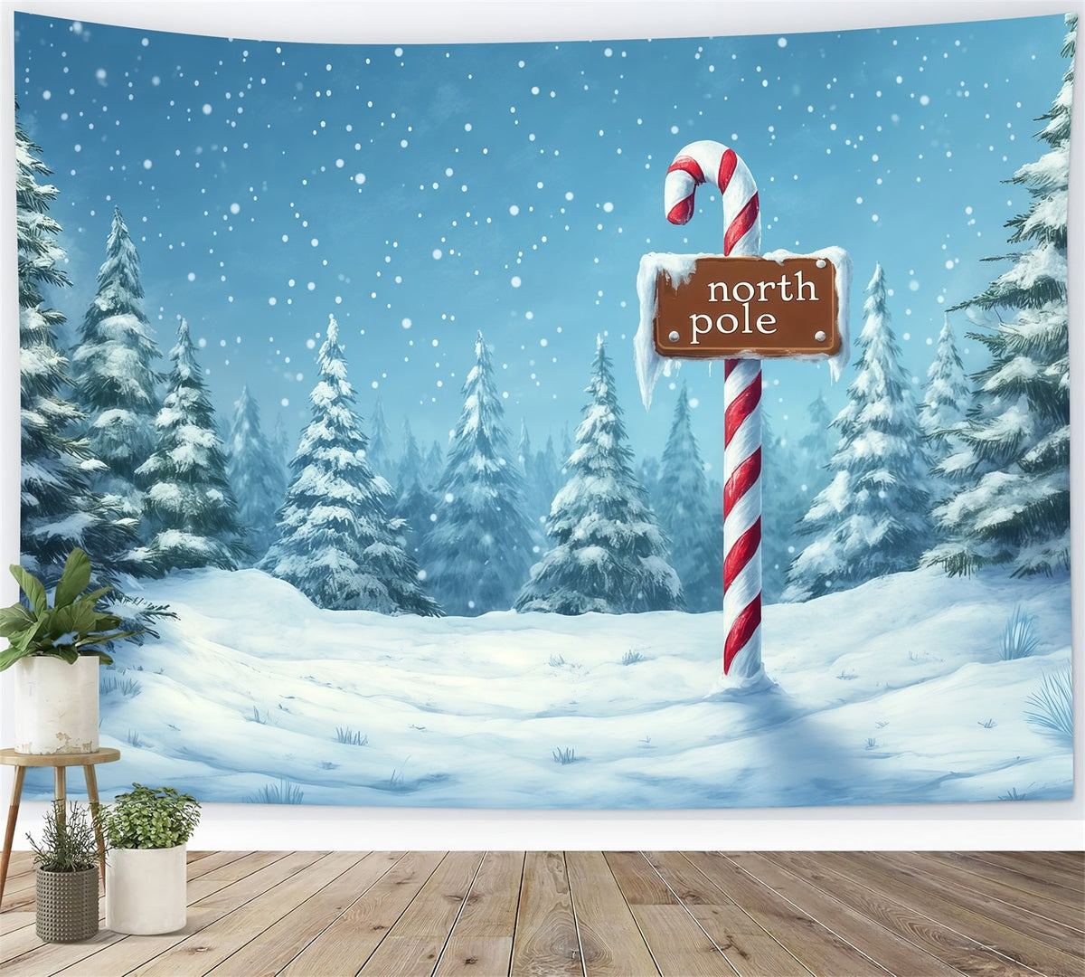 North Pole Christmas Backdrop Winter Snowy Forest Backdrops Christmas UK RR69-68