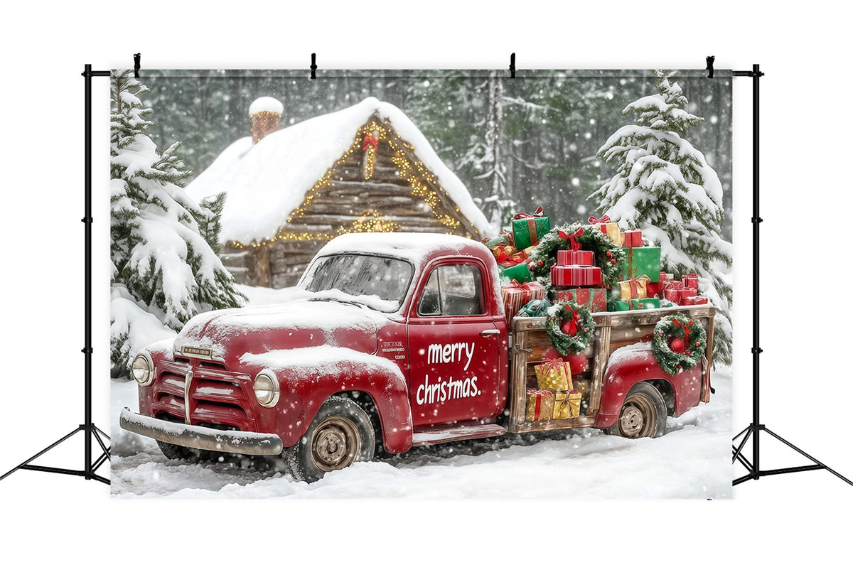 Christmas Truck Backdrop Snowy Forest Gifts Car Studio Backdrops Christmas UK RR69-76
