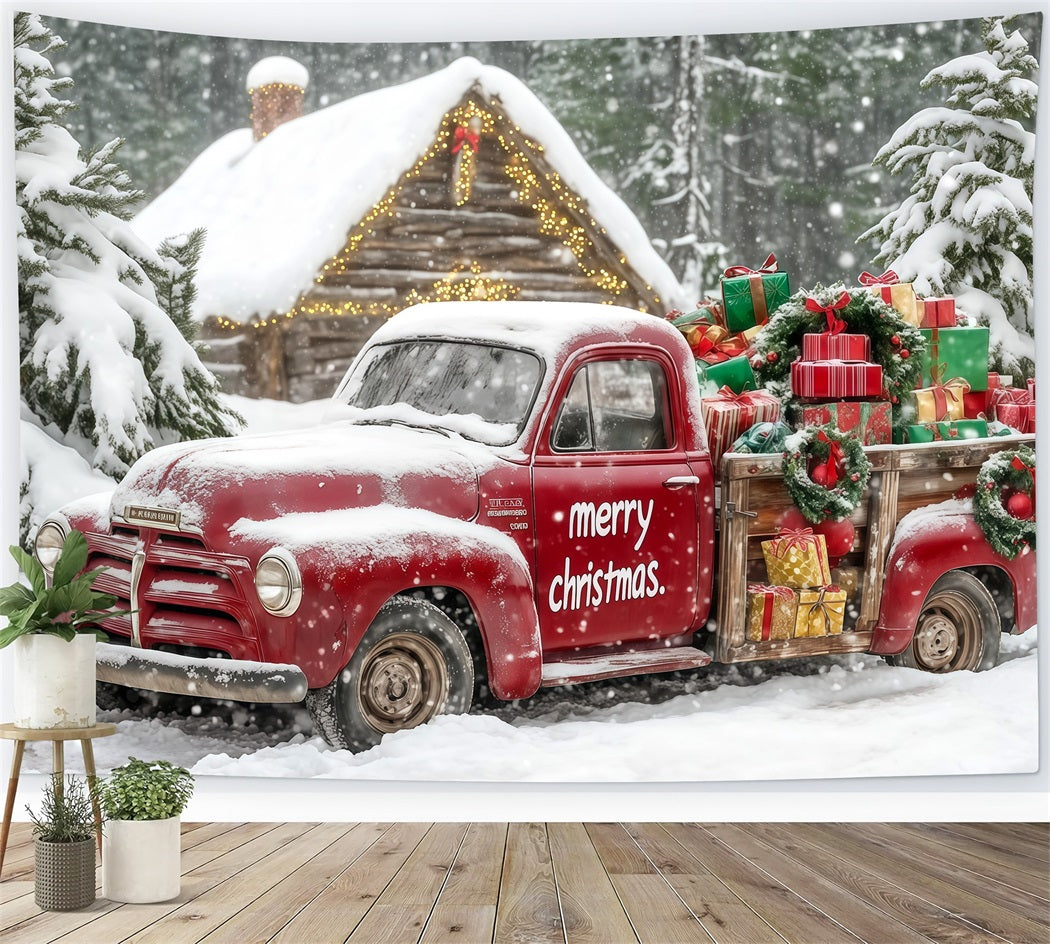 Christmas Truck Backdrop Snowy Forest Gifts Car Studio Backdrops Christmas UK RR69-76