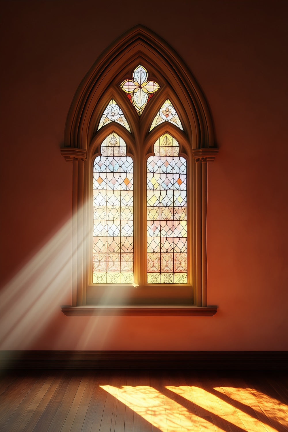 Church Christmas Backdrop Gothic Stained Glass Window Photography Christmas Backdrops UK RR69-9