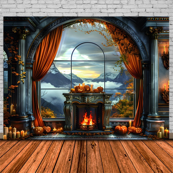 Autumn Pumpkins Mountain View Backdrop UK RR7-355