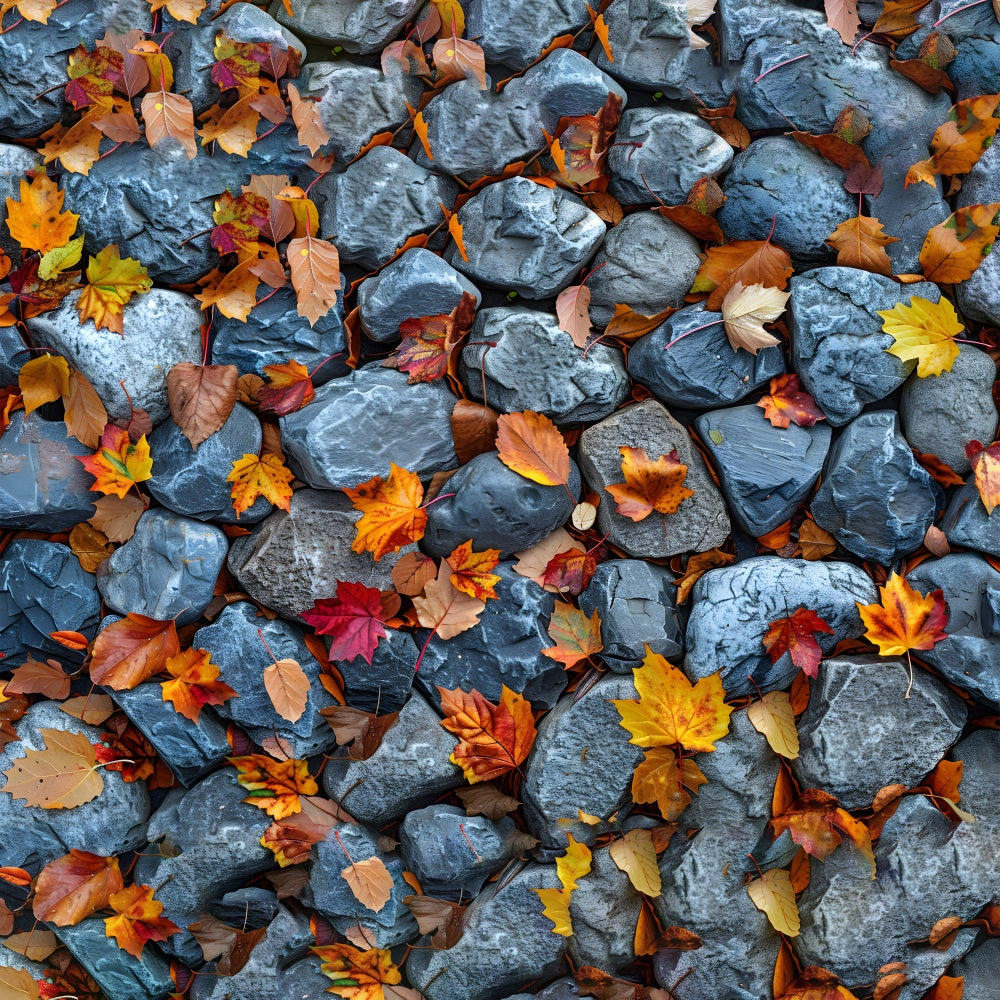 Maple Leaves Light Stones Floor Backdrop UK RR7-535