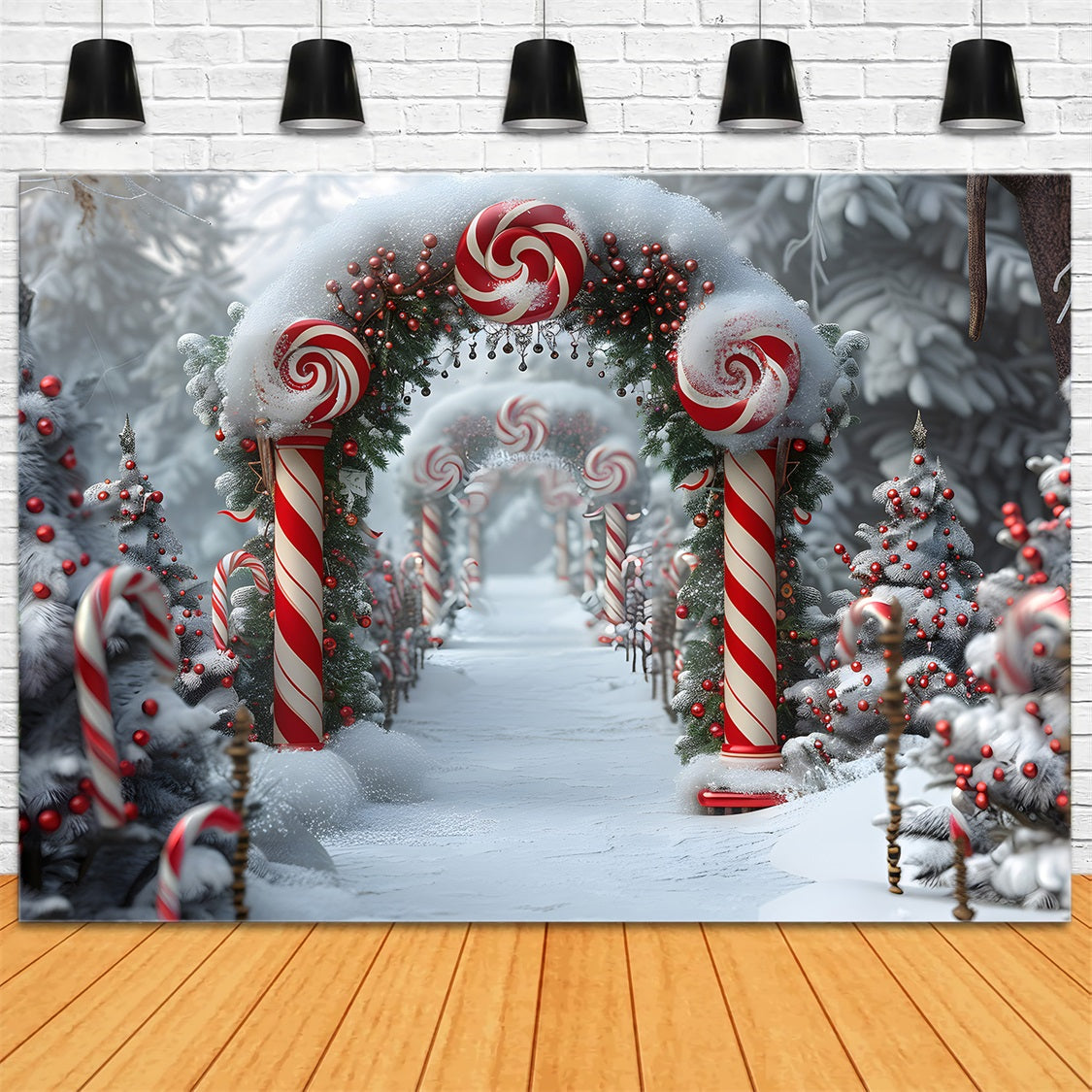 Christmas Candy Cane Wonderland Backdrop UK RR7-672