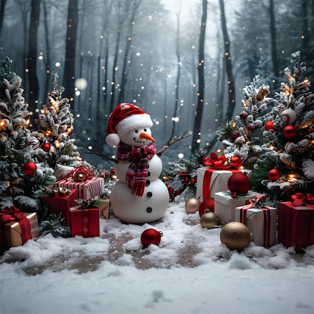 Christmas Snowman Gifts Trees Backdrop UK RR7-684