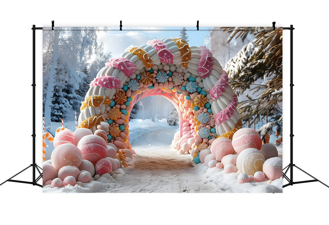 Christmas Rustic Arched Doorway Wreaths Backdrop UK RR7-700