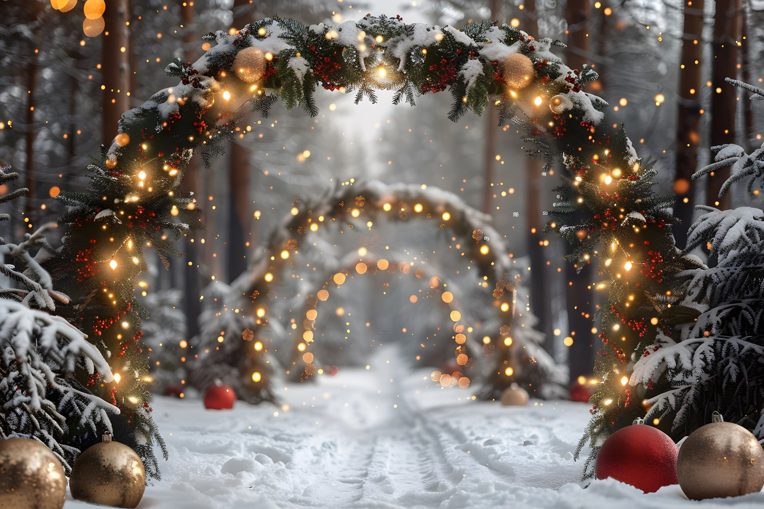 Christmas Snowy Forest Archway Backdrop UK RR7-708