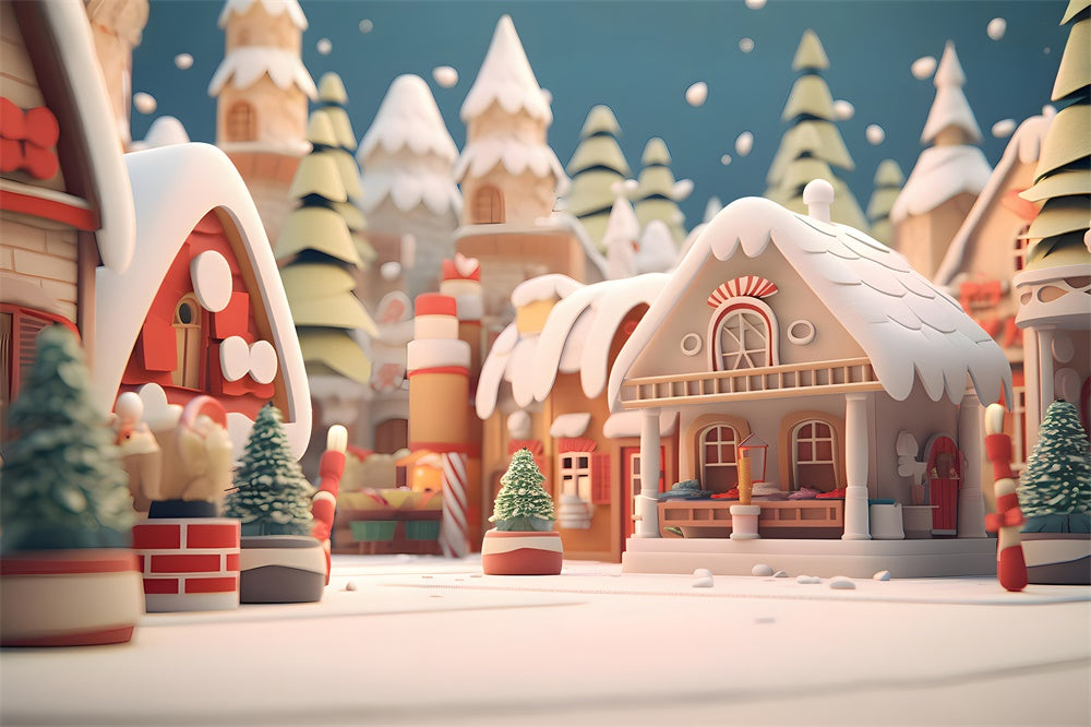 Gingerbread Houses Christmas Tree Backdrop UK RR7-835