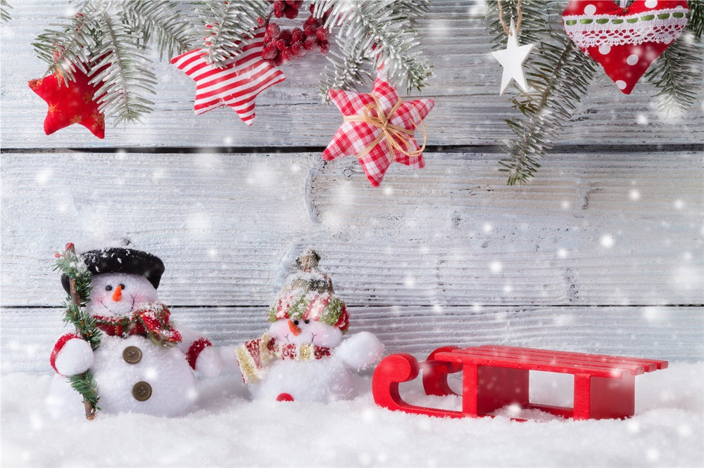 Snowman Christmas Decorations Wood Backdrop UK RR7-842
