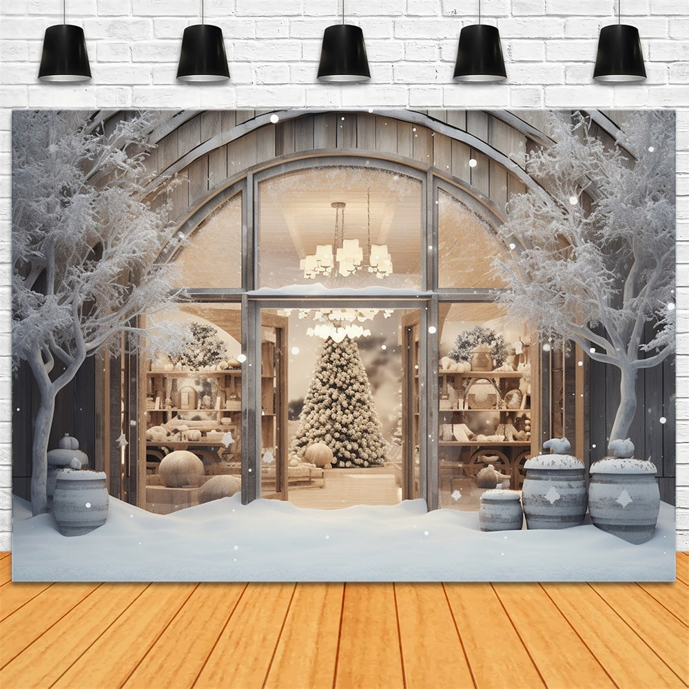 Christmas Shop Window Snow Scenery Backdrop UK RR7-851