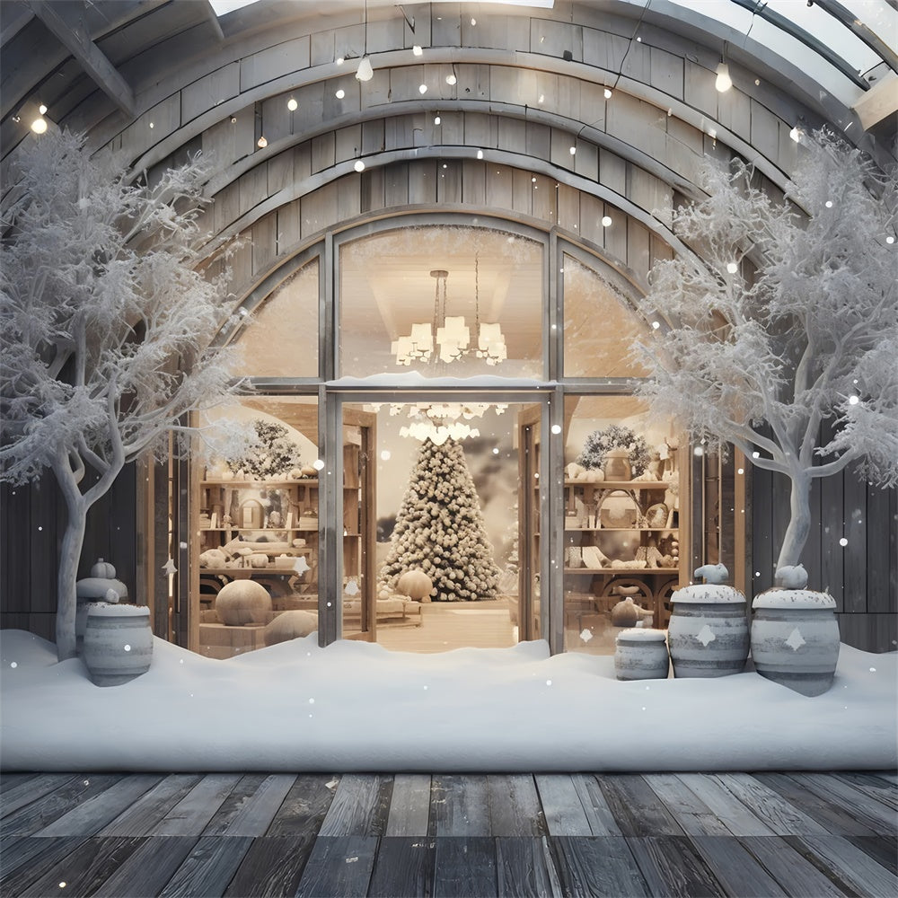 Christmas Shop Window Snow Scenery Backdrop UK RR7-851