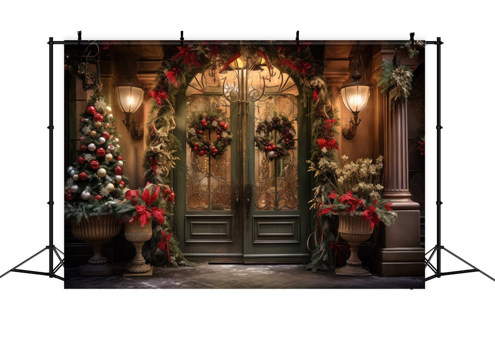 Christmas Tree Garland Front Door Backdrop UK RR7-863