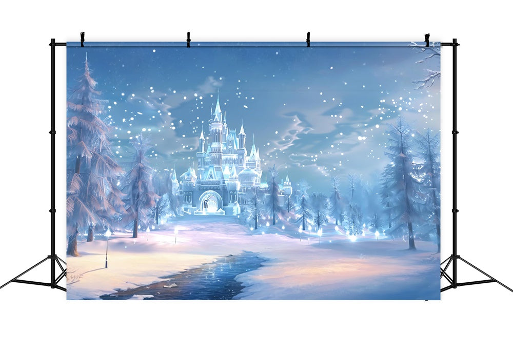 Christmas Magical Ice Castle Forest Backdrop UK RR8-157