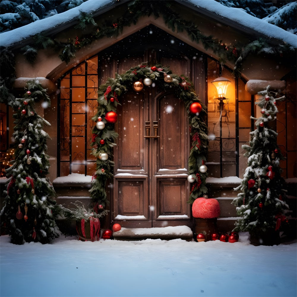 Christmas Rustic Entrance Garland Backdrop UK RR8-173