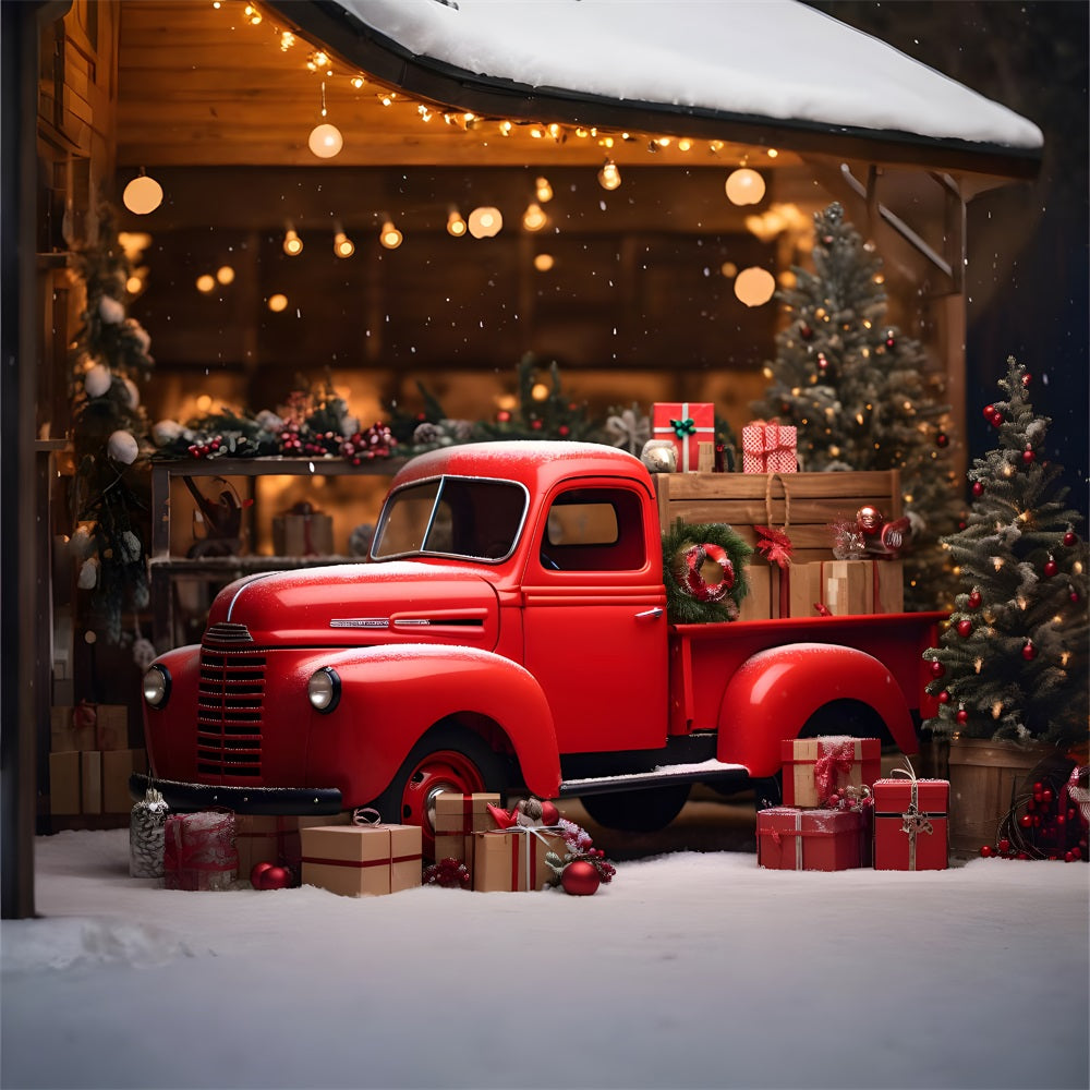 Christmas Red Truck Winter Wonderland Backdrop UK RR8-249