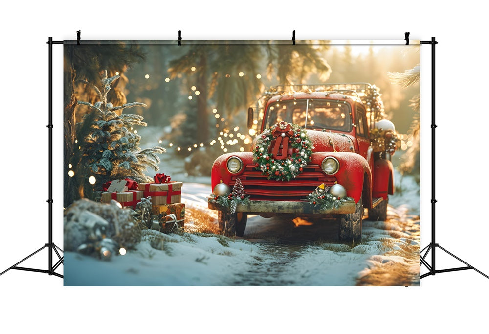 Christmas Vintage Truck Festive Wreath Backdrop UK RR8-250