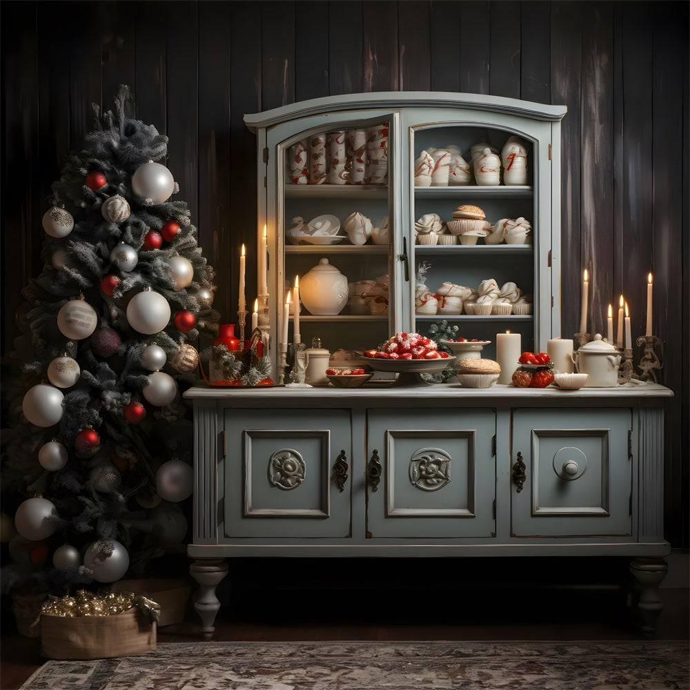 Christmas Vintage Cabinet Holiday Treats Backdrop RR8-264