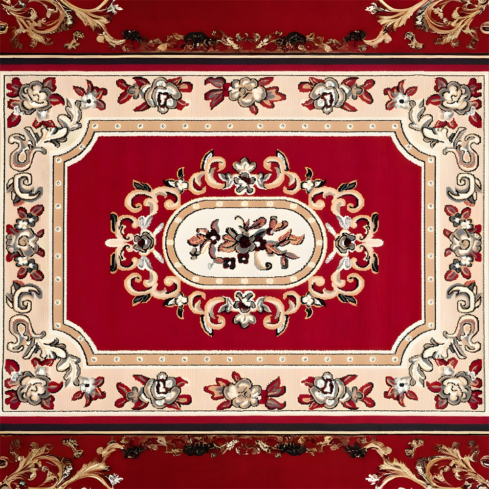 Elegant Red Beige Carpet Floor Backdrop UK RR8-296
