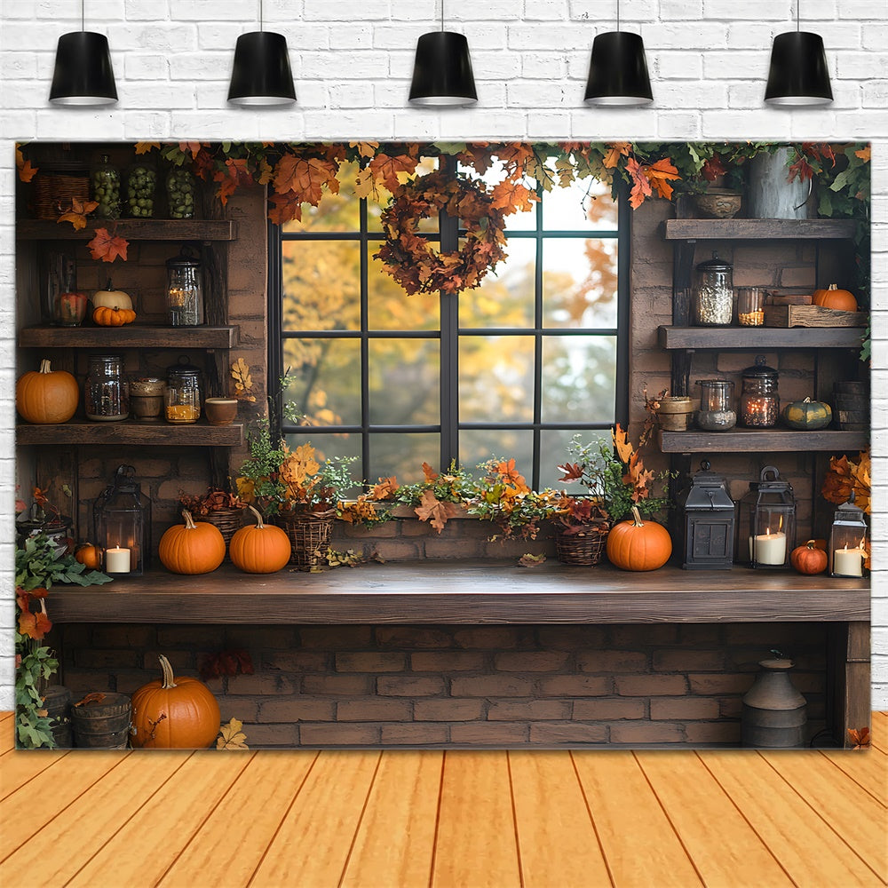 Autumn Window Display Pumpkins Backdrop UK RR8-306