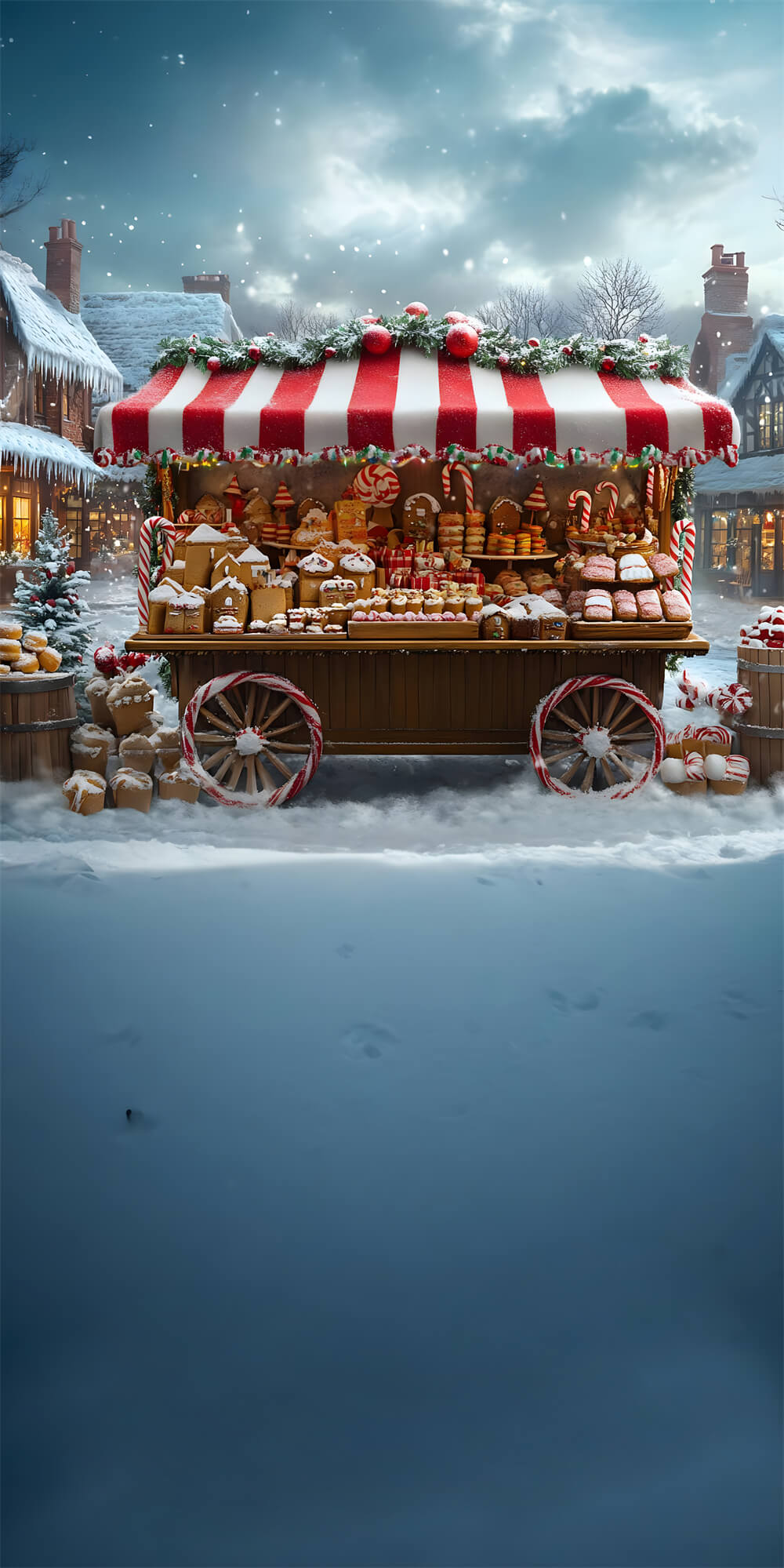 Christmas Snow Sweep Dessert Cart Snowflake Backdrop UK RR8-370