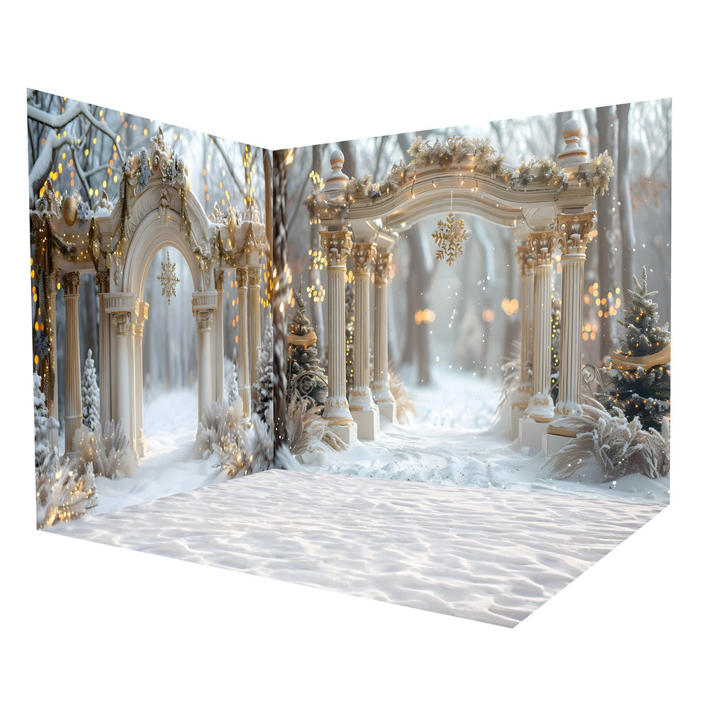 Elegant Winter Archways Snowy Backdrop Room Set UK RR8-608