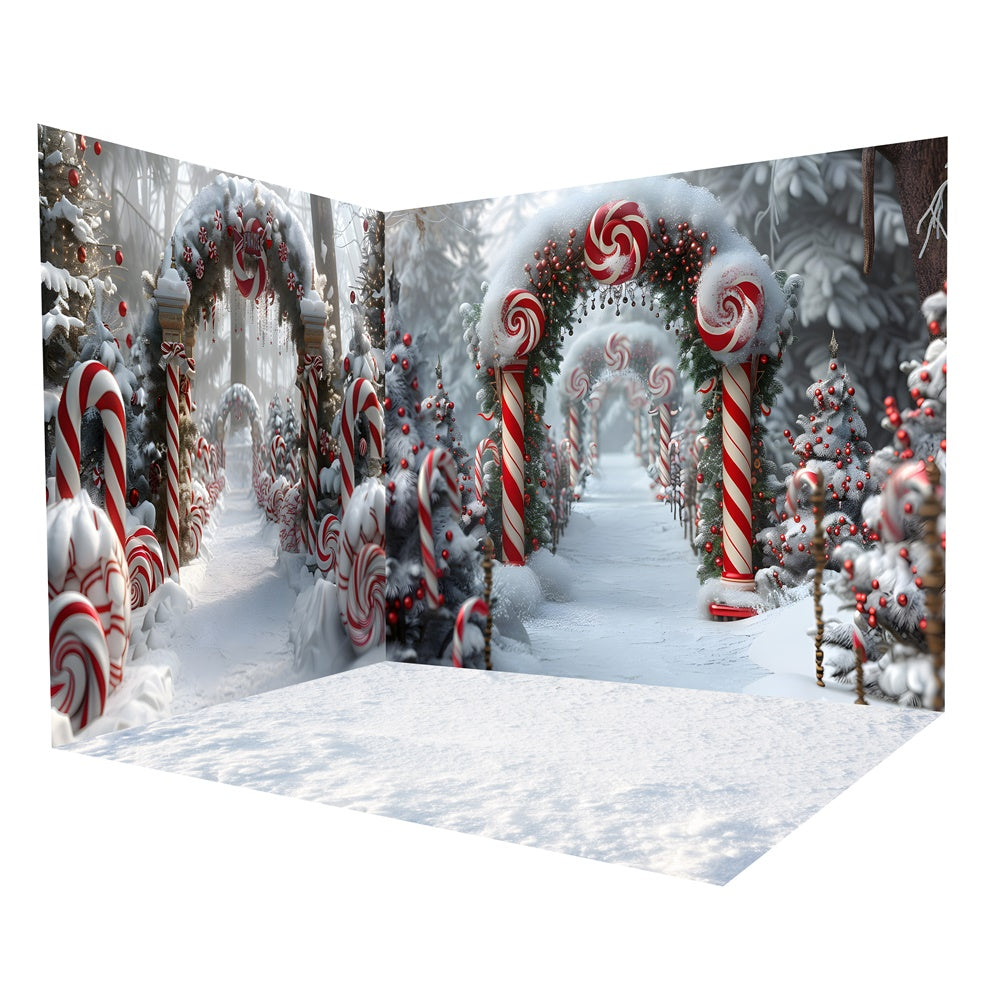 Christmas Candy Cane Wonderland Backdrop Room Set UK RR8-612