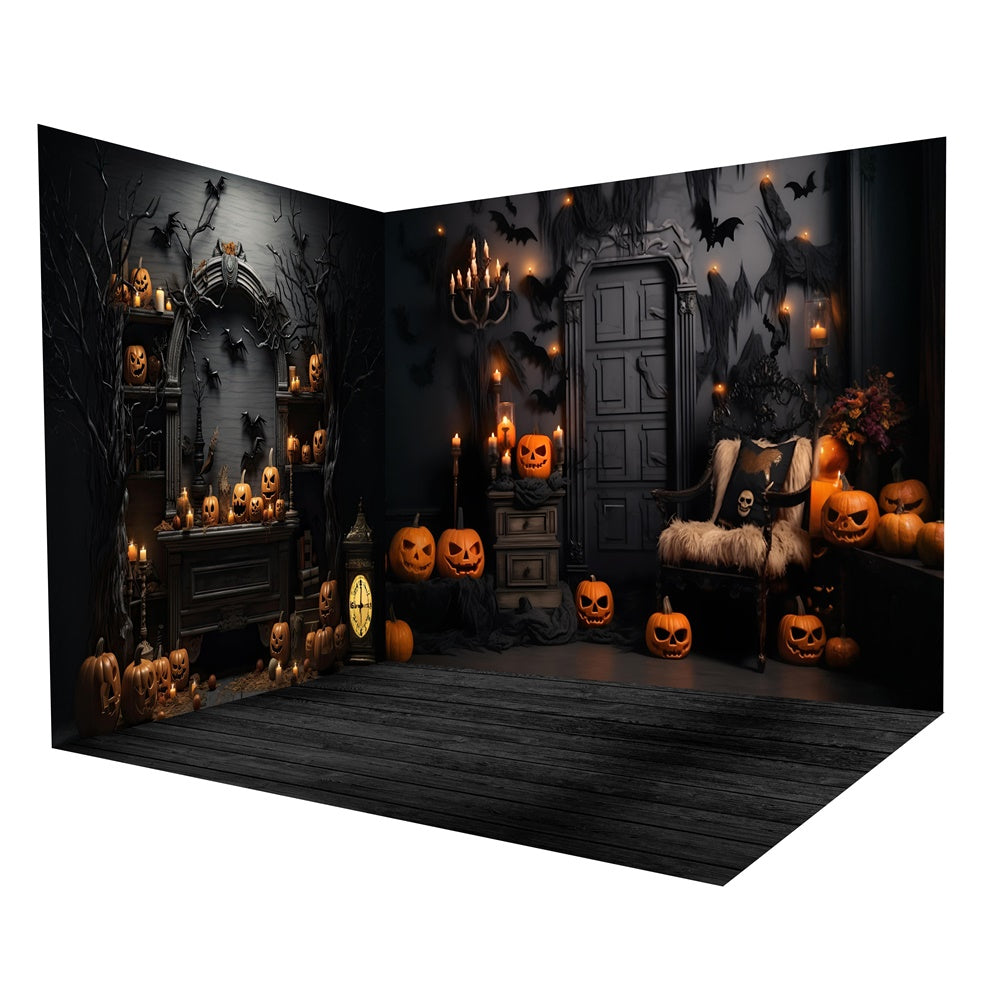 Pumpkin Halloween Night Retro Wall Backdrop Room Set UK RR8-638