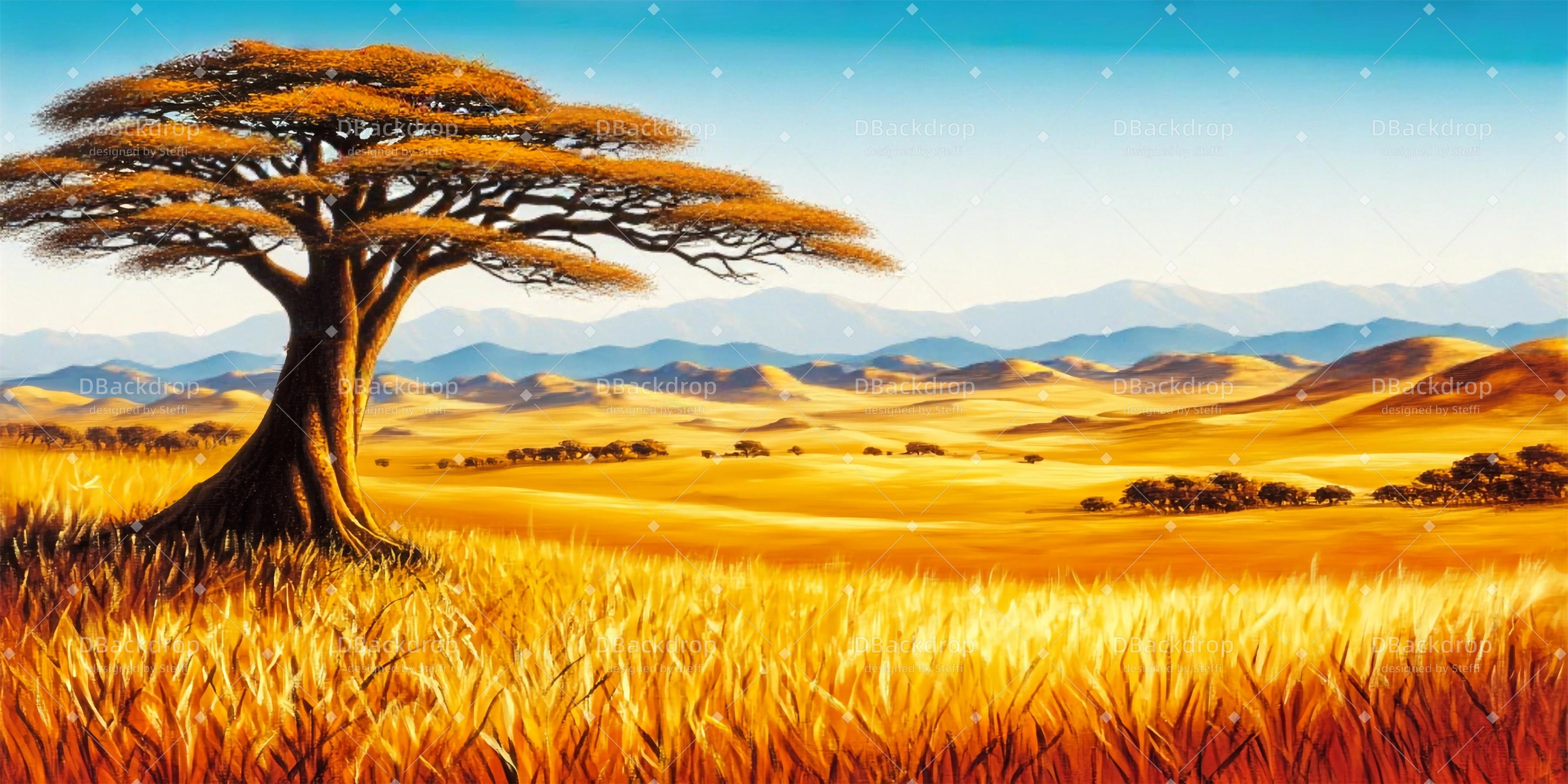 Theater Backdrops Sunlit African Savannah Stage Backdrop Ideas UK CSH59-T59