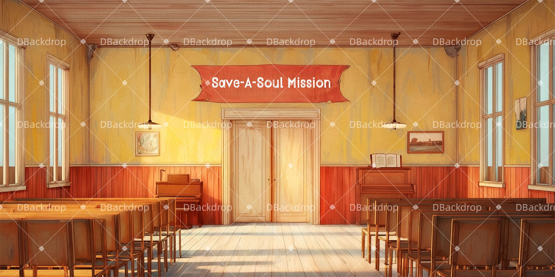 School Play Backdrop Save-A-Soul Mission Theater Backdrop UK TWW511-T76