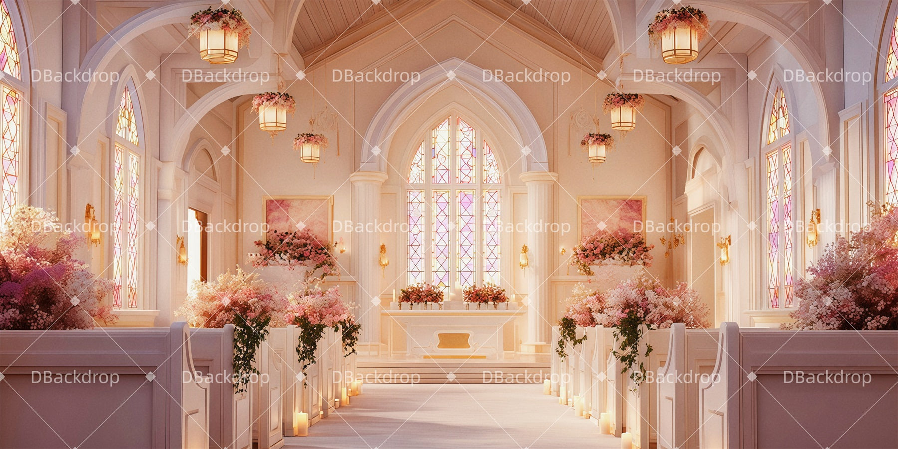 Church Stage Backdrops Wedding Scene Theater Backdrops For Sale UK TWW511-T77