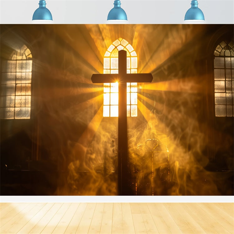 Easter Picture Backdrops Heavenly Glow Holy Cross Backdrop UK TWW3-12