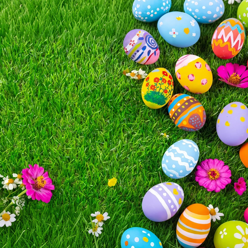 Easter Backdrops For Photos Hand-Painted Eggs Grass Backdrop UK TWW3-17