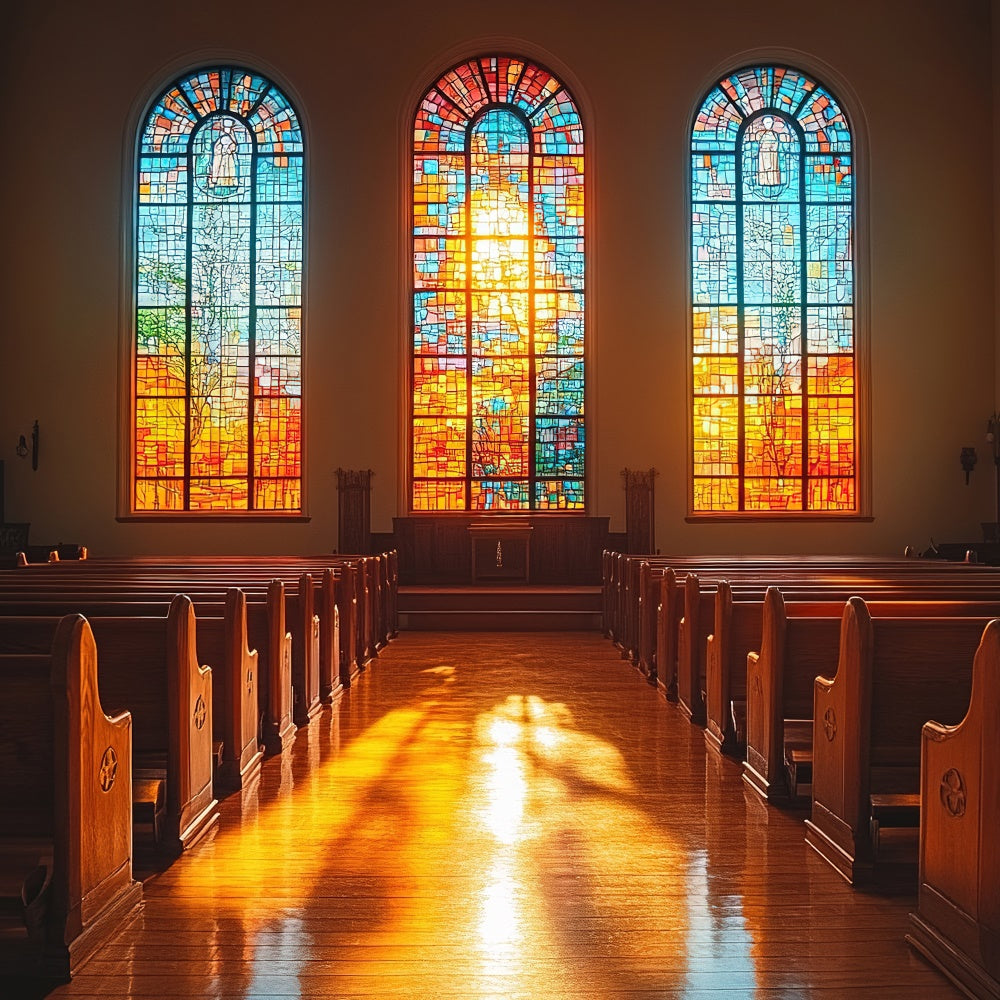 Easter Backdrops For Church Stained Glass Morning Church Backdrop UK TWW3-2
