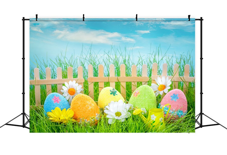 Easter Picture Backdrops Wooden Fence Pastel Egg Backdrop UK TWW3-21