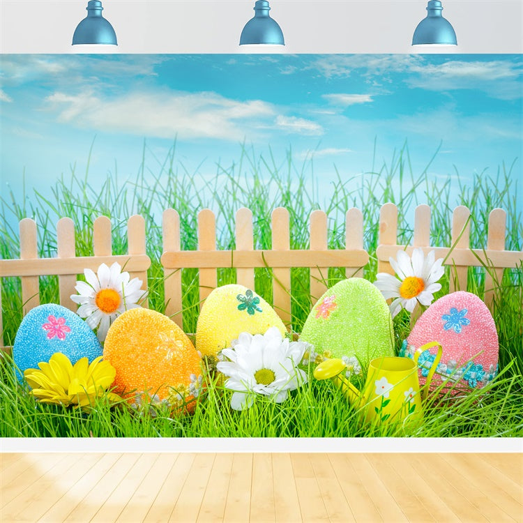 Easter Picture Backdrops Wooden Fence Pastel Egg Backdrop UK TWW3-21