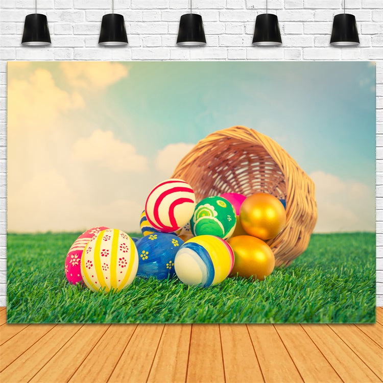 Easter Photo Backdrop Ideas Rustic Basket Egg Hunt Backdrop UK TWW3-22