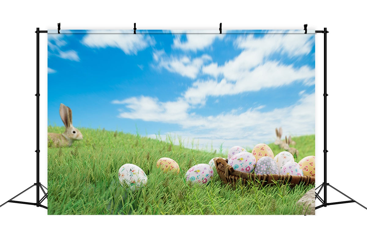 Easter Picture Ideas Cheerful Meadow Egg Field Backdrop UK TWW3-23