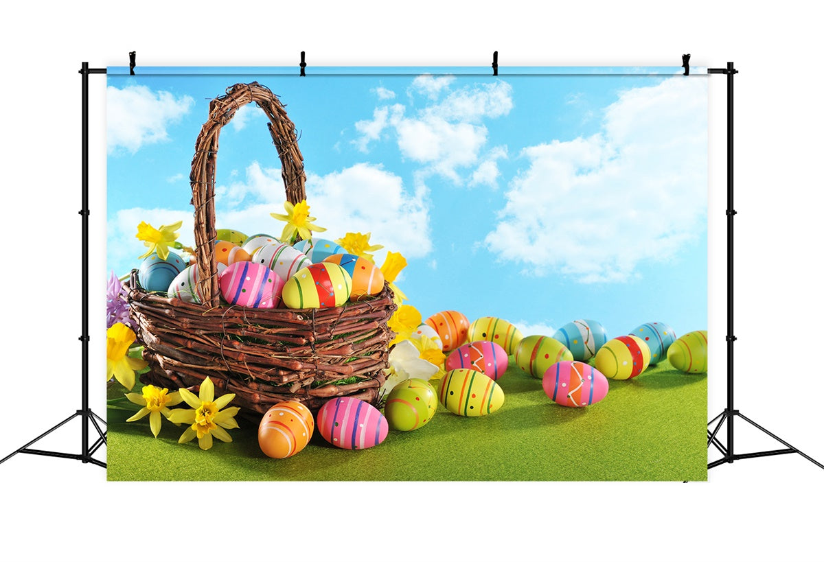 Easter Backdrops For Photos Spring Bloom Egg Basket Backdrop UK TWW3-26