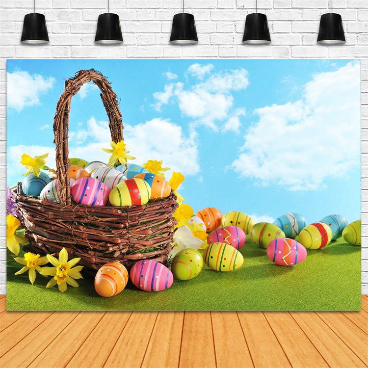 Easter Backdrops For Photos Spring Bloom Egg Basket Backdrop UK TWW3-26