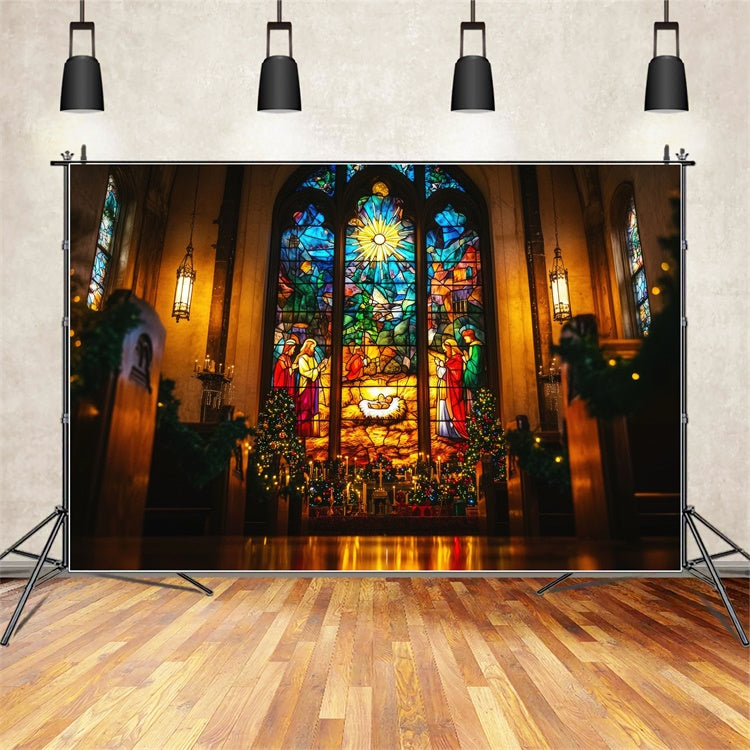 Easter Photo Backdrop Nativity Scene Stained Glass Backdrop UK TWW3-3