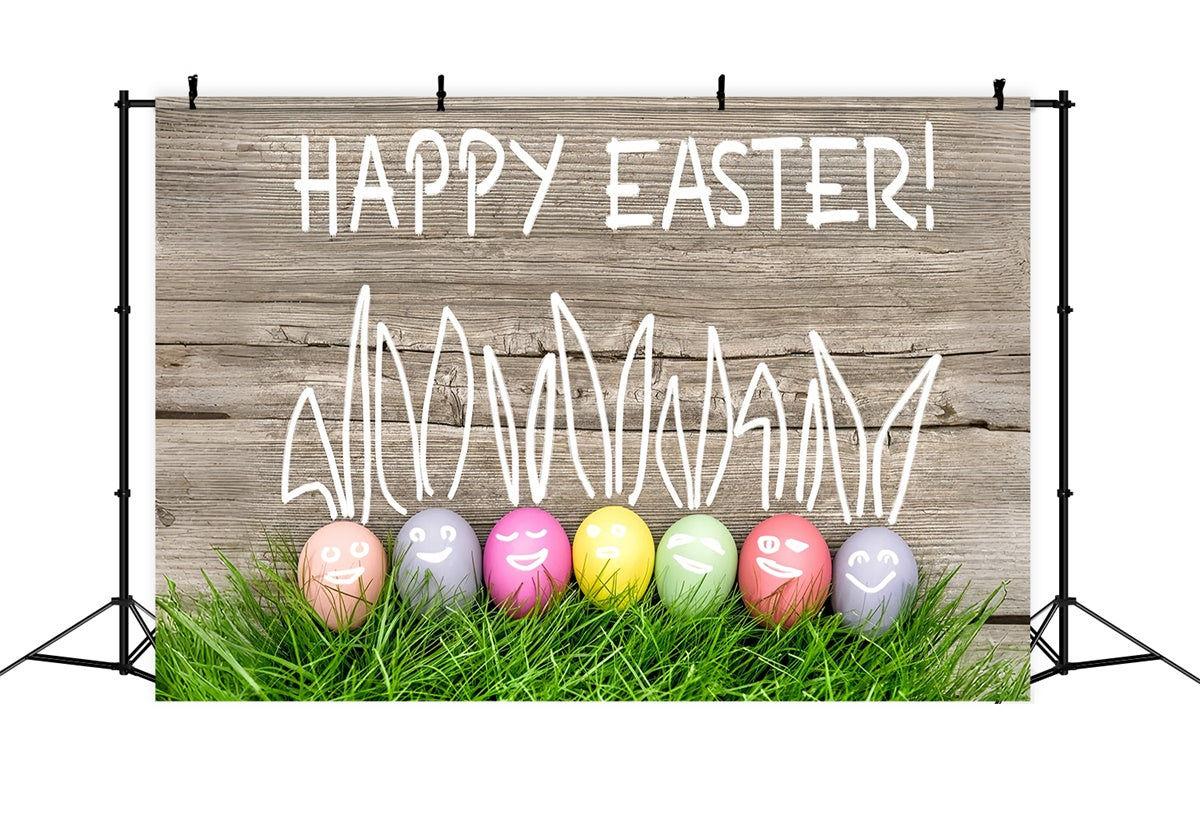 Easter Picture Ideas Hand-drawn Bunny Ears Eggs Backdrop UK TWW3-30