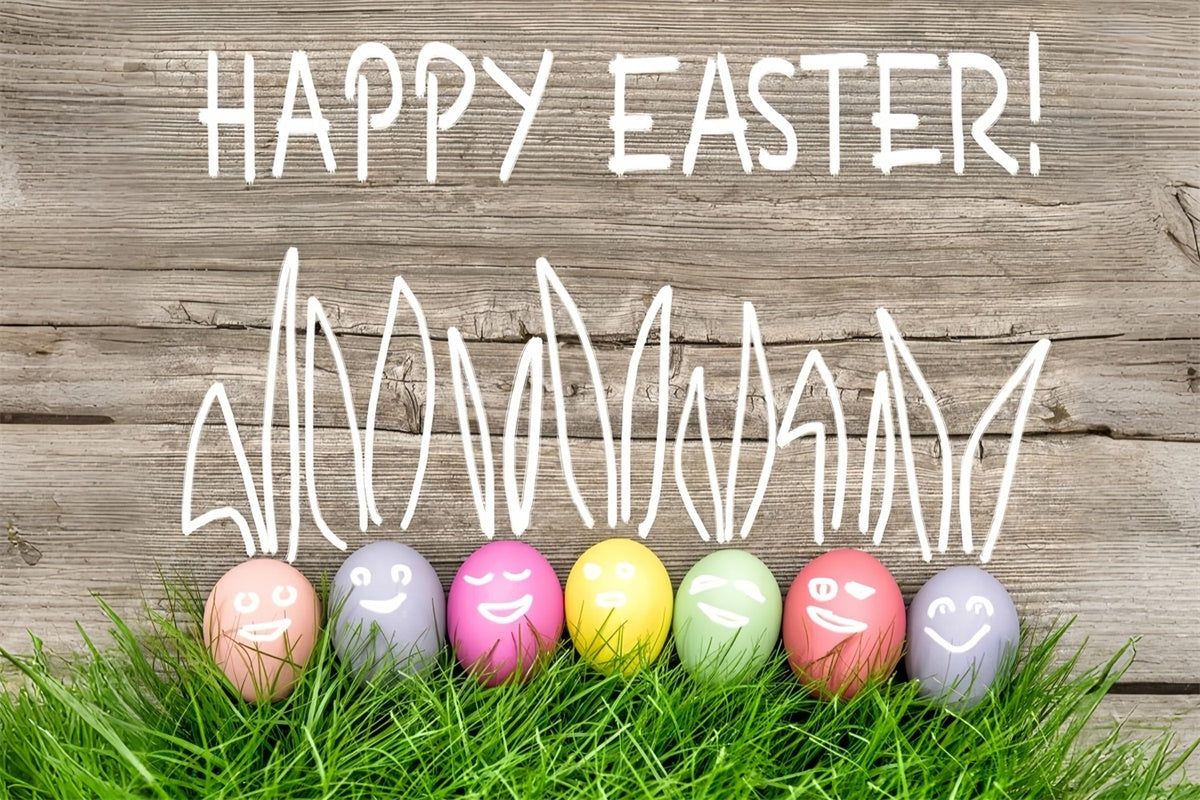 Easter Picture Ideas Hand-drawn Bunny Ears Eggs Backdrop UK TWW3-30