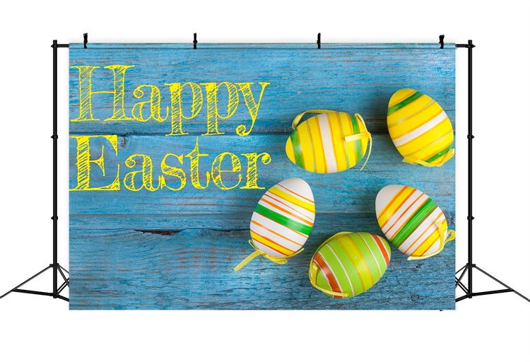 Easter Backdrop Rustic Blue Vibrant Striped Egg Backdrop UK TWW3-31