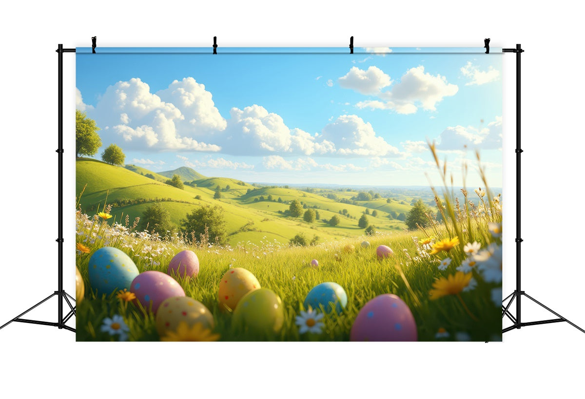 Easter Picture Backdrops Rolling Hills Egg Meadow Backdrop UK TWW3-45