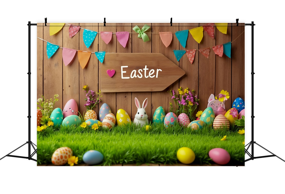 Easter Photo Backdrop Cute Bunny Egg Decoration Backdrop UK TWW3-48