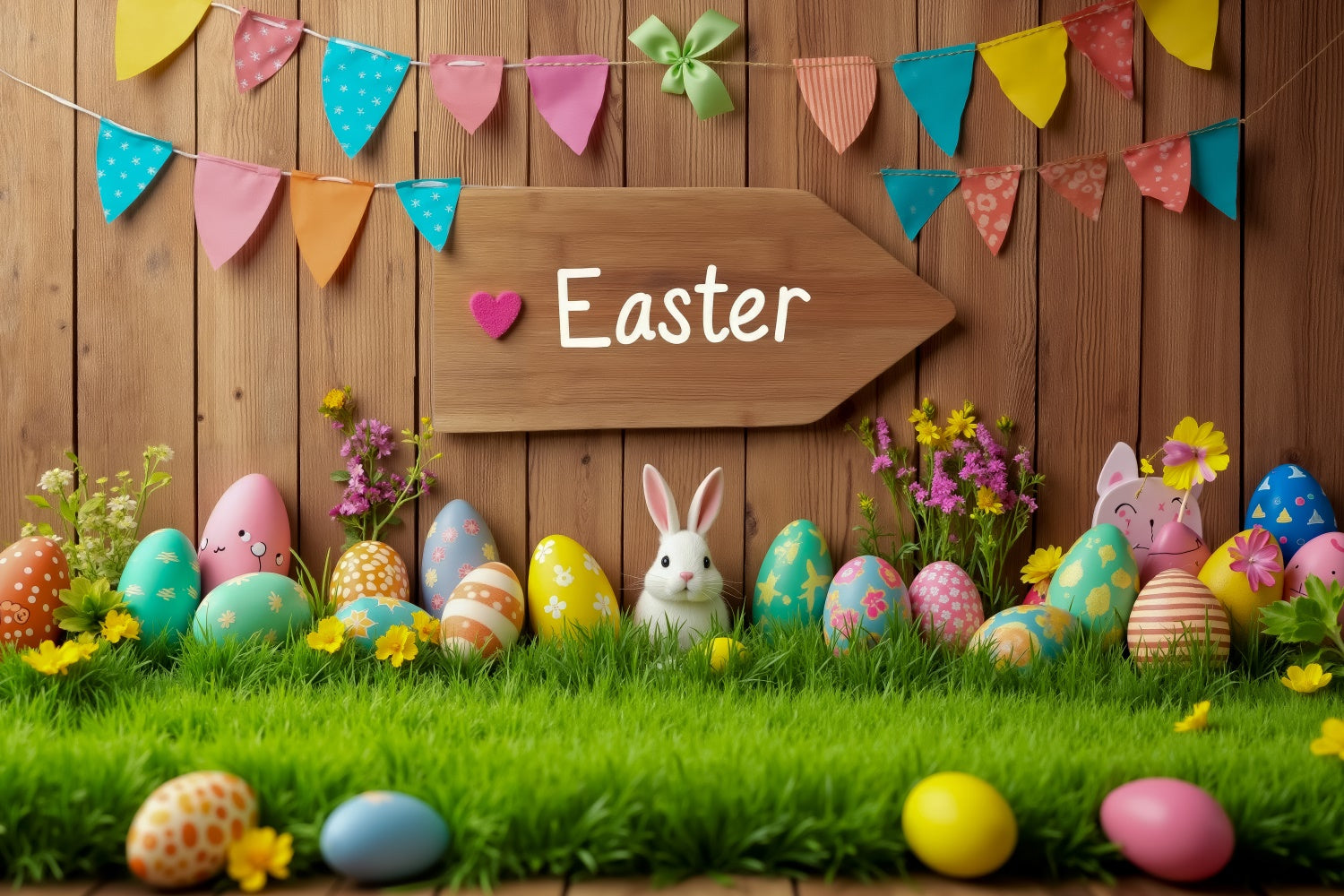 Easter Photo Backdrop Cute Bunny Egg Decoration Backdrop UK TWW3-48